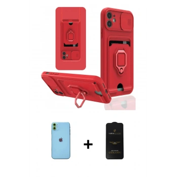 MARSİLYAN™- iPhone 11 Kılıf Vadi Form Prime - Siyah 6D Antistatik Mat Seramik Hayalet Nano Ekran Koruyucu + Neon Fosforlu Kamera Lens - YL