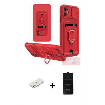 MARSİLYAN™- iPhone 11 Kılıf Vadi Form Prime - Siyah 6D Antistatik Mat Seramik Hayalet Nano Ekran Koruyucu + Renkli Kamera Lens Koruma Cam - SI