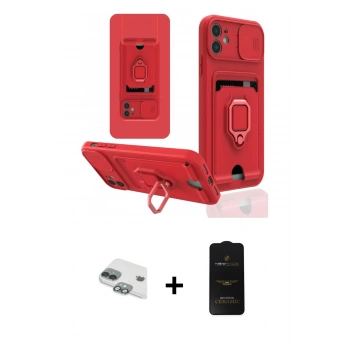 MARSİLYAN™- iPhone 11 Kılıf Vadi Form Prime - Siyah 6D Antistatik Mat Seramik Hayalet Nano Ekran Koruyucu + Pers Alüminyum Kamera Lens - YL