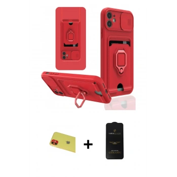 MARSİLYAN™- iPhone 11 Kılıf Vadi Form Prime - Siyah 6D Antistatik Mat Seramik Hayalet Nano Ekran Koruyucu + Rainbow Kamera Lens Koruma Cam - KI