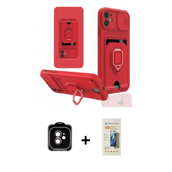 MARSİLYAN™- iPhone 11 Kılıf Vadi Form Prime - Siyah 6D Mat Seramik Hayalet Nano Ekran Koruyucu + PVD Metal Kamera Lens - TU