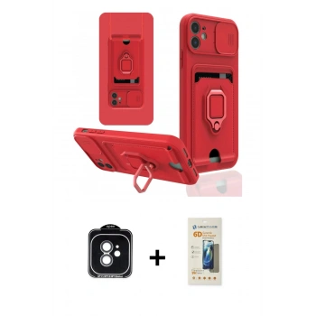 MARSİLYAN™- iPhone 11 Kılıf Vadi Form Prime - Siyah 6D Mat Seramik Hayalet Nano Ekran Koruyucu + PVD Metal Kamera Lens - YL