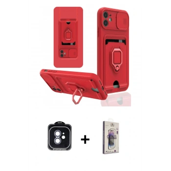 MARSİLYAN™- iPhone 11 Kılıf Vadi Form Prime - Siyah Bilvis 3D Cam Ekran Koruyucu + PVD Metal Kamera Lens - MI