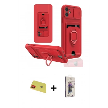 MARSİLYAN™- iPhone 11 Kılıf Vadi Form Prime - Siyah Bilvis 3D Cam Ekran Koruyucu + Rainbow Kamera Lens Koruma Cam - KI