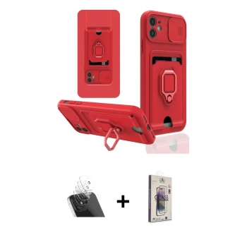 MARSİLYAN™- iPhone 11 Kılıf Vadi Form Prime - Siyah Bilvis 3D Cam Ekran Koruyucu + Kamera Lens Koruma Cam - SF