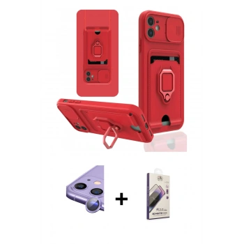 MARSİLYAN™- iPhone 11 Kılıf Vadi Form Prime - Siyah Bilvis 3D Mat Cam Ekran Koruyucu + Raze Metal Kamera Lens - MR