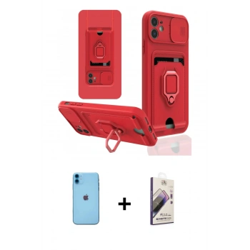 MARSİLYAN™- iPhone 11 Kılıf Vadi Form Prime - Siyah Bilvis 3D Mat Cam Ekran Koruyucu + Neon Fosforlu Kamera Lens - MI