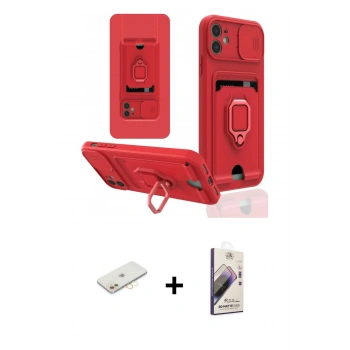 MARSİLYAN™- iPhone 11 Kılıf Vadi Form Prime - Siyah Bilvis 3D Mat Cam Ekran Koruyucu + Renkli Kamera Lens Koruma Cam - SI