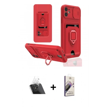 MARSİLYAN™- iPhone 11 Kılıf Vadi Form Prime - Siyah Bilvis 3D Mat Cam Ekran Koruyucu + Kamera Lens Koruma Cam - SF