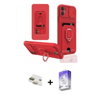 MARSİLYAN™- iPhone 11 Kılıf Vadi Form Prime - Siyah Bilvis 5in1 3D Magic Cam Ekran Koruyucu + Pers Alüminyum Kamera Lens - GD