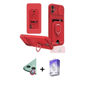 MARSİLYAN™- iPhone 11 Kılıf Vadi Form Prime - Siyah Bilvis 5in1 3D Magic Cam Ekran Koruyucu + Raze Metal Kamera Lens - KI