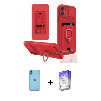 MARSİLYAN™- iPhone 11 Kılıf Vadi Form Prime - Siyah Bilvis 5in1 3D Magic Cam Ekran Koruyucu + Neon Fosforlu Kamera Lens - MI