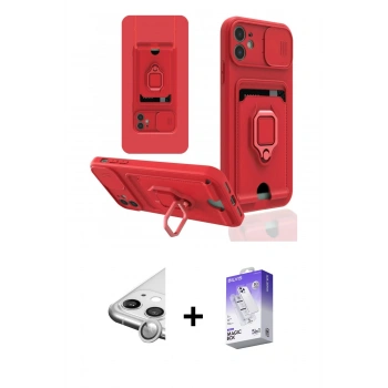 MARSİLYAN™- iPhone 11 Kılıf Vadi Form Prime - Siyah Bilvis 5in1 3D Magic Cam Ekran Koruyucu + Raze Metal Kamera Lens - GS