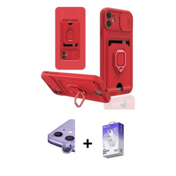 MARSİLYAN™- iPhone 11 Kılıf Vadi Form Prime - Siyah Bilvis 5in1 3D Magic Cam Ekran Koruyucu + Raze Metal Kamera Lens - MR