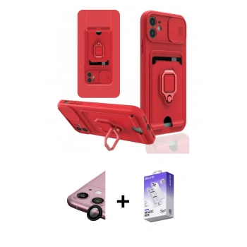 MARSİLYAN™- iPhone 11 Kılıf Vadi Form Prime - Siyah Bilvis 5in1 3D Magic Cam Ekran Koruyucu + Raze Metal Kamera Lens - SH