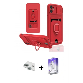 MARSİLYAN™- iPhone 11 Kılıf Vadi Form Prime - Siyah Bilvis 5in1 3D Magic Cam Ekran Koruyucu + Pers Alüminyum Kamera Lens - YL