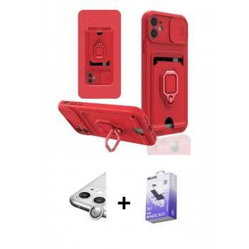 MARSİLYAN™- iPhone 11 Kılıf Vadi Form Prime - Siyah Bilvis 5in1 5D Magic Hayalet Cam Ekran Koruyucu + Raze Metal Kamera Lens - GS