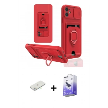 MARSİLYAN™- iPhone 11 Kılıf Vadi Form Prime - Siyah Bilvis 5in1 5D Magic Hayalet Cam Ekran Koruyucu + Renkli Kamera Lens Koruma Cam - SI