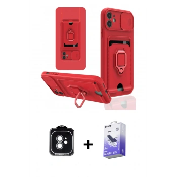 MARSİLYAN™- iPhone 11 Kılıf Vadi Form Prime - Siyah Bilvis 5in1 5D Magic Hayalet Cam Ekran Koruyucu + PVD Metal Kamera Lens - YL