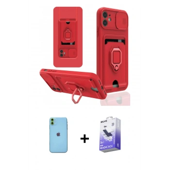 MARSİLYAN™- iPhone 11 Kılıf Vadi Form Prime - Siyah Bilvis 5in1 5D Magic Hayalet Cam Ekran Koruyucu + Neon Fosforlu Kamera Lens - YL