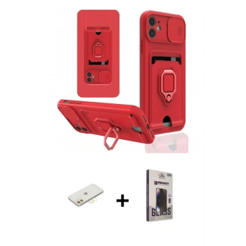 MARSİLYAN™- iPhone 11 Kılıf Vadi Form Prime - Siyah Bilvis Hayalet Cam Ekran Koruyucu + Renkli Kamera Lens Koruma Cam - SI