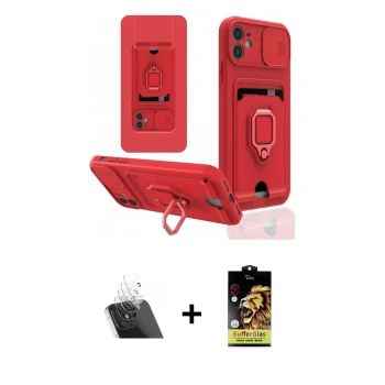 MARSİLYAN™- iPhone 11 Kılıf Vadi Form Prime - Siyah Buffer Cam Ekran Koruyucu + Kamera Lens Koruma Cam - SF