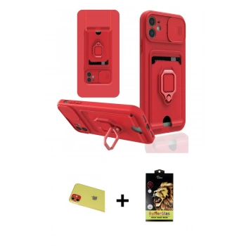 MARSİLYAN™- iPhone 11 Kılıf Vadi Form Prime - Siyah Buffer Cam Ekran Koruyucu + Rainbow Kamera Lens Koruma Cam - KI