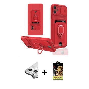 MARSİLYAN™- iPhone 11 Kılıf Vadi Form Prime - Siyah Buffer Cam Ekran Koruyucu + Raze Metal Kamera Lens - GS