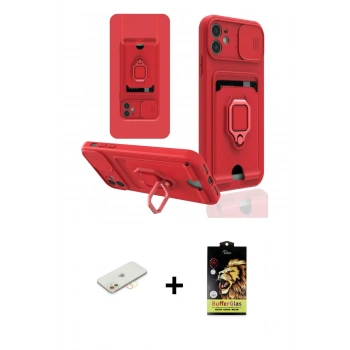 MARSİLYAN™- iPhone 11 Kılıf Vadi Form Prime - Siyah Buffer Cam Ekran Koruyucu + Renkli Kamera Lens Koruma Cam - SI