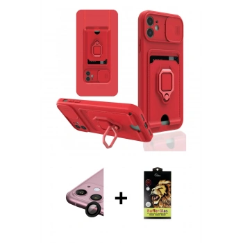 MARSİLYAN™- iPhone 11 Kılıf Vadi Form Prime - Siyah Buffer Cam Ekran Koruyucu + Raze Metal Kamera Lens - SH