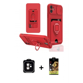 MARSİLYAN™- iPhone 11 Kılıf Vadi Form Prime - Siyah Buffer Cam Ekran Koruyucu + PVD Metal Kamera Lens - TU