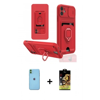 MARSİLYAN™- iPhone 11 Kılıf Vadi Form Prime - Siyah Buffer Cam Ekran Koruyucu + Neon Fosforlu Kamera Lens - YL