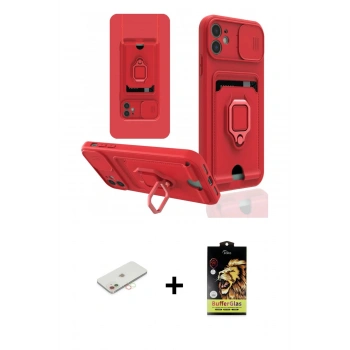 MARSİLYAN™- iPhone 11 Kılıf Vadi Form Prime - Siyah Buffer Cam Ekran Koruyucu + Renkli Kamera Lens Koruma Cam - YL