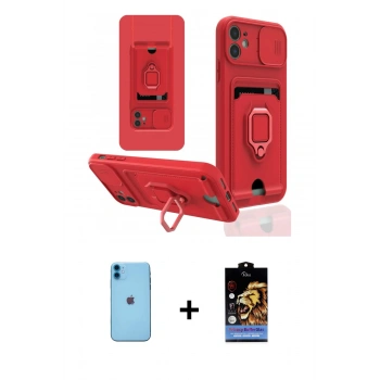 MARSİLYAN™- iPhone 11 Kılıf Vadi Form Prime - Siyah Buffer Hayalet Cam Ekran Koruyucu + Neon Fosforlu Kamera Lens - MI
