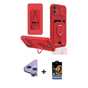 MARSİLYAN™- iPhone 11 Kılıf Vadi Form Prime - Siyah Buffer Hayalet Cam Ekran Koruyucu + Raze Metal Kamera Lens - MR