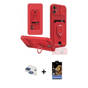 MARSİLYAN™- iPhone 11 Kılıf Vadi Form Prime - Siyah Buffer Hayalet Cam Ekran Koruyucu + Pers Alüminyum Kamera Lens - LT