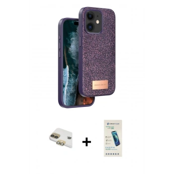 MARSİLYAN™- iPhone 11 Kılıf Vadi Klasik Serisi - Şeffaf Pasifik Cam Ekran Koruyucu + Pers Alüminyum Kamera Lens - GD