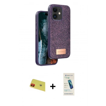 MARSİLYAN™- iPhone 11 Kılıf Vadi Klasik Serisi - Şeffaf Pasifik Cam Ekran Koruyucu + Rainbow Kamera Lens Koruma Cam - KI