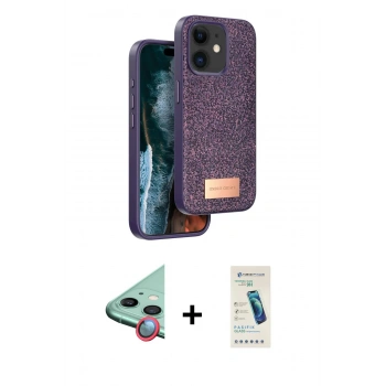 MARSİLYAN™- iPhone 11 Kılıf Vadi Klasik Serisi - Şeffaf Pasifik Cam Ekran Koruyucu + Raze Metal Kamera Lens - KI