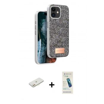 MARSİLYAN™- iPhone 11 Kılıf Vadi Klasik Serisi - Şeffaf Pasifik Cam Ekran Koruyucu + Renkli Kamera Lens Koruma Cam - TU