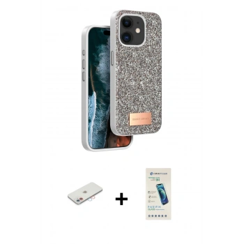 MARSİLYAN™- iPhone 11 Kılıf Vadi Klasik Serisi - Şeffaf Pasifik Cam Ekran Koruyucu + Renkli Kamera Lens Koruma Cam - PE