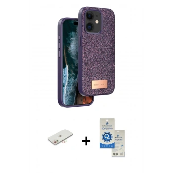 MARSİLYAN™- iPhone 11 Kılıf Vadi Klasik Serisi - Şeffaf Royal Nano Ekran Koruyucu + Renkli Kamera Lens Koruma Cam - YL