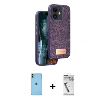 MARSİLYAN™- iPhone 11 Kılıf Vadi Klasik Serisi - Şeffaf Uv Polymer Nano Ekran Koruyucu + Neon Fosforlu Kamera Lens - YL
