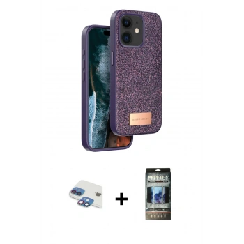 MARSİLYAN™- iPhone 11 Kılıf Vadi Klasik Serisi - Siyah 34D Hayalet Izgaralı Cam + Pers Alüminyum Kamera Lens - GI
