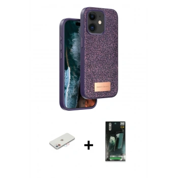 MARSİLYAN™- iPhone 11 Kılıf Vadi Klasik Serisi - Siyah 360 Mat Full Body Arka Koruyucu + Renkli Kamera Lens Koruma Cam - PE