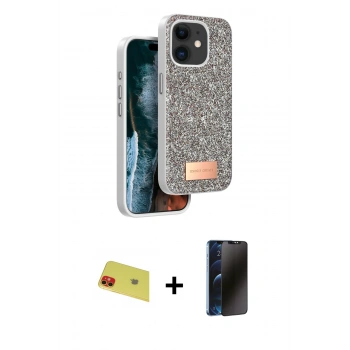 MARSİLYAN™- iPhone 11 Kılıf Vadi Klasik Serisi - Siyah 3D Antistatik Hayalet Cam Ekran Koruyucu + Rainbow Kamera Lens Koruma Cam - KI