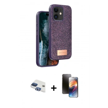 MARSİLYAN™- iPhone 11 Kılıf Vadi Klasik Serisi - Siyah 3D Antistatik Mat Seramik Nano Ekran Koruyucu + Pers Alüminyum Kamera Lens - LT