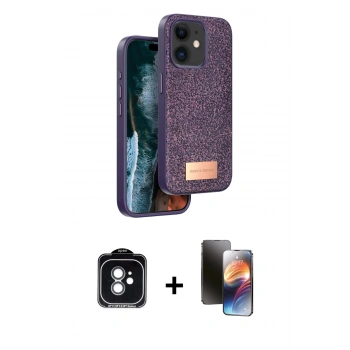 MARSİLYAN™- iPhone 11 Kılıf Vadi Klasik Serisi - Siyah 3D Antistatik Mat Seramik Nano Ekran Koruyucu + PVD Metal Kamera Lens - YL