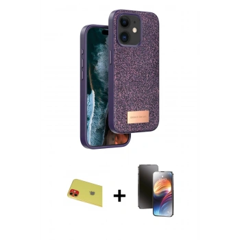 MARSİLYAN™- iPhone 11 Kılıf Vadi Klasik Serisi - Siyah 3D Antistatik Mat Seramik Nano Ekran Koruyucu + Rainbow Kamera Lens Koruma Cam - KI