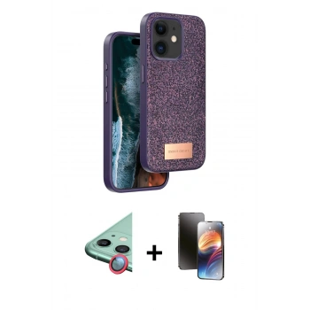 MARSİLYAN™- iPhone 11 Kılıf Vadi Klasik Serisi - Siyah 3D Antistatik Mat Seramik Nano Ekran Koruyucu + Raze Metal Kamera Lens - KI